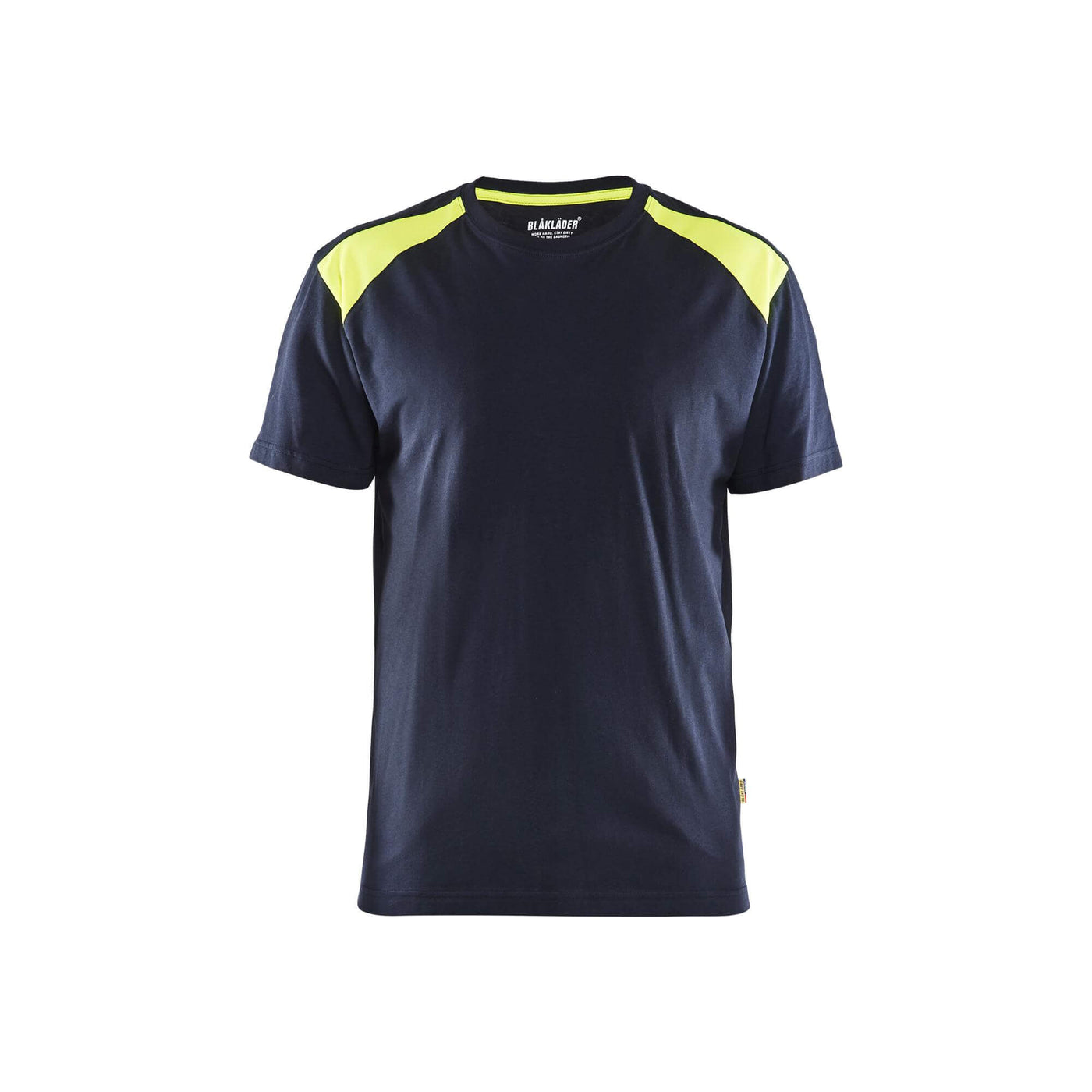 Blaklader 33791042 T-Shirt 2-Tone Cotton Dark Navy Blue/Hi-Vis Yellow Main #colour_dark-navy-blue-hi-vis-yellow