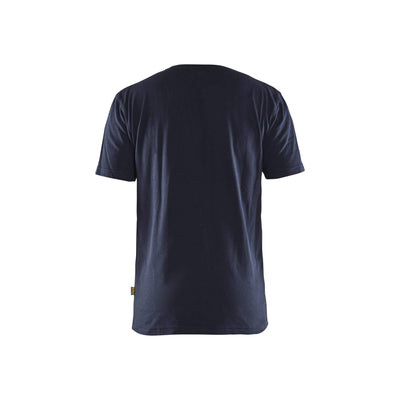Blaklader 33791042 T-Shirt 2-Tone Cotton Dark Navy Blue/Hi-Vis Yellow Rear #colour_dark-navy-blue-hi-vis-yellow