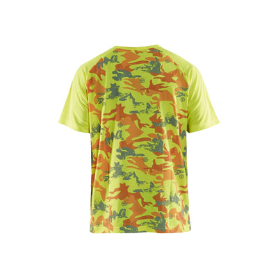 Blaklader 34251011 T-Shirt Camoflage Print Yellow/Grey Rear #colour_yellow-grey