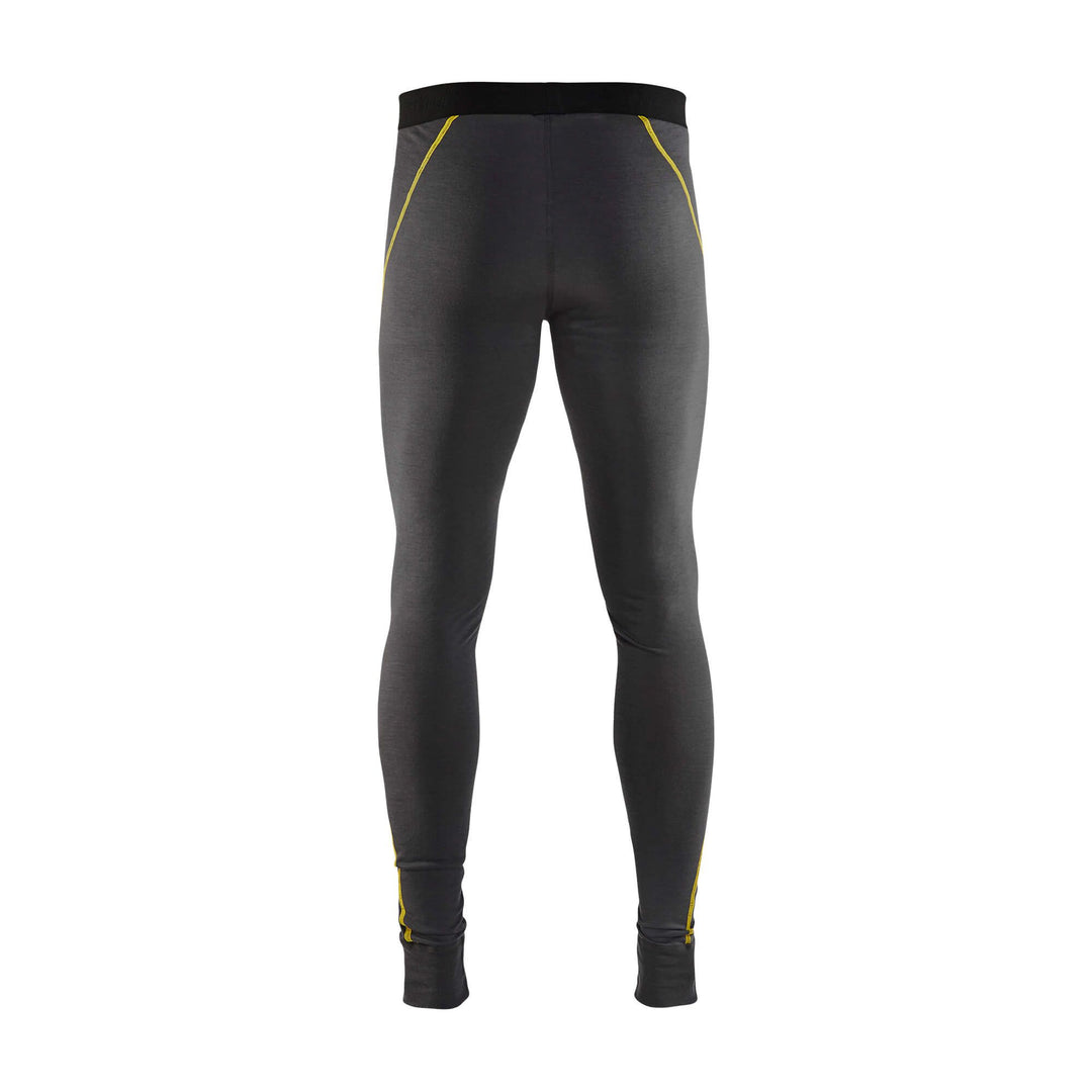 Blaklader 18441734 Thermal Base-Layer Trousers Dark Grey/Yellow Rear #colour_dark-grey-yellow