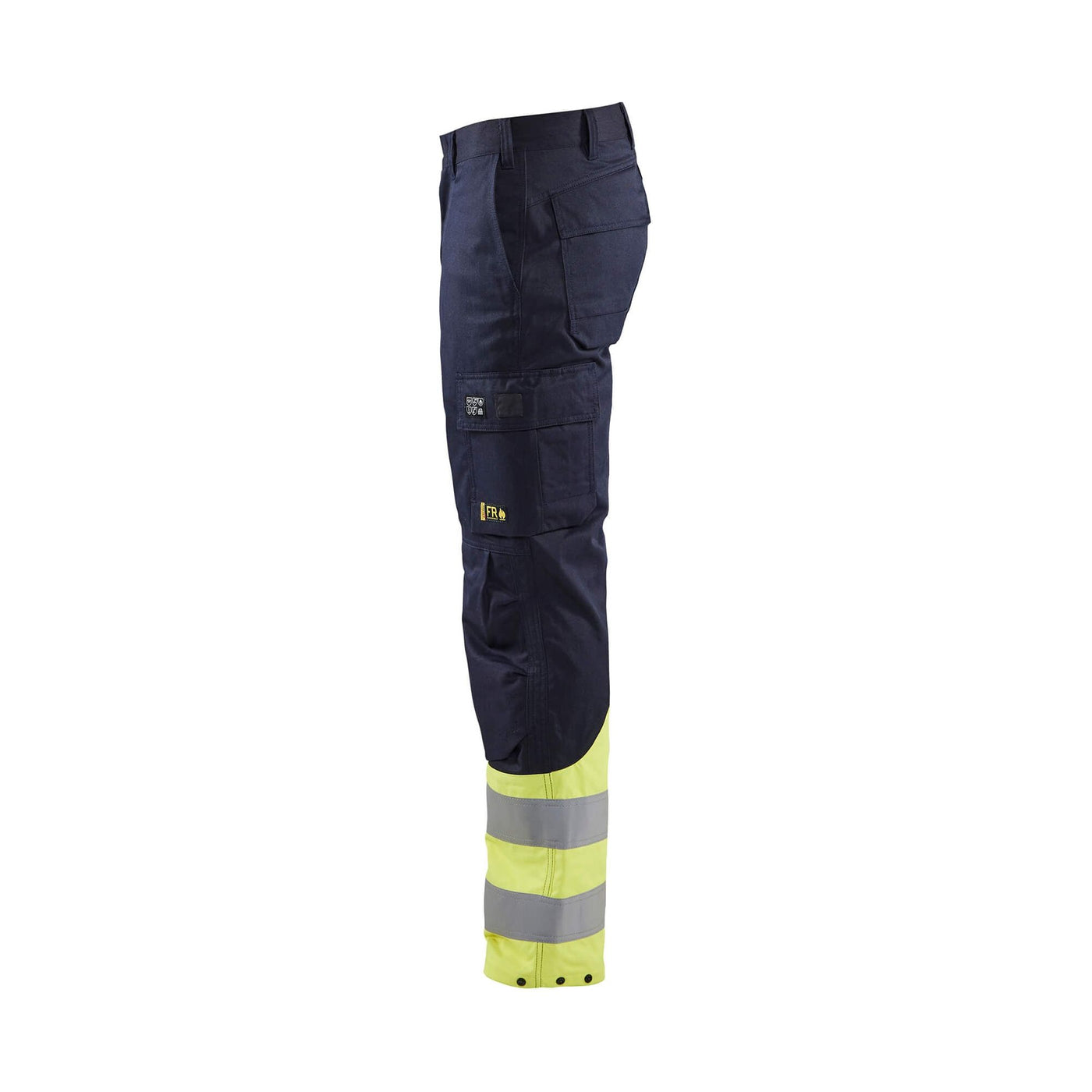 Blaklader 17051519 Trousers Inherent Steel Navy Blue/Hi-Vis Yellow Left #colour_navy-blue-hi-vis-yellow