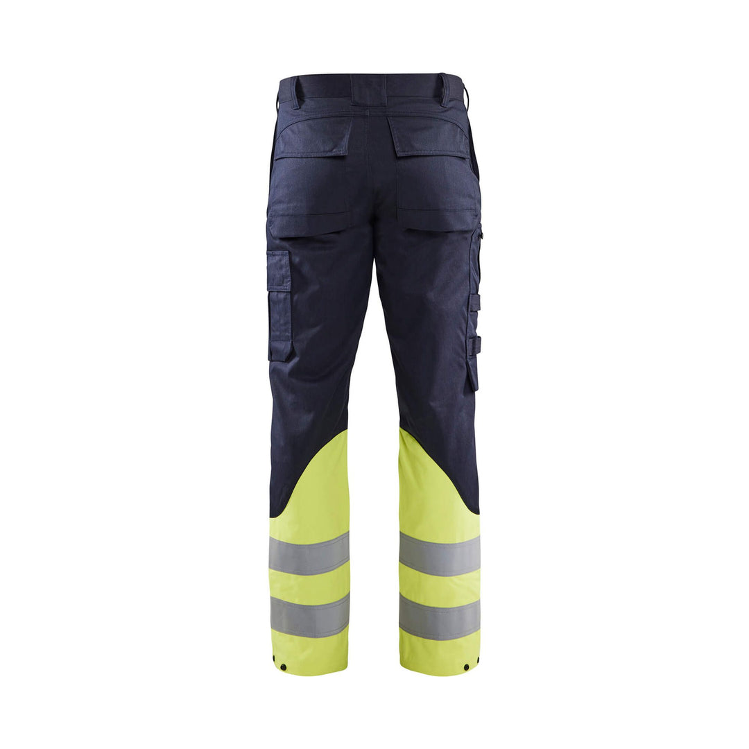 Blaklader 17051519 Trousers Inherent Steel Navy Blue/Hi-Vis Yellow Rear #colour_navy-blue-hi-vis-yellow