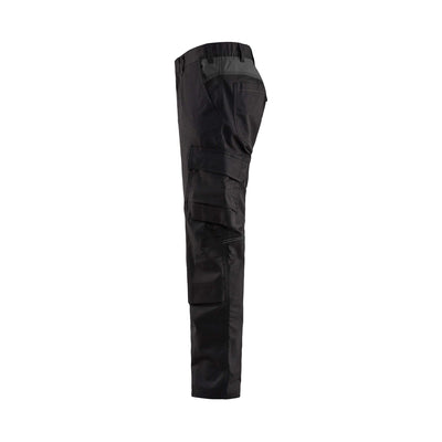 Blaklader 14481832 Trousers Knee-Pad Stretch Black/Dark Grey Left #colour_black-dark-grey