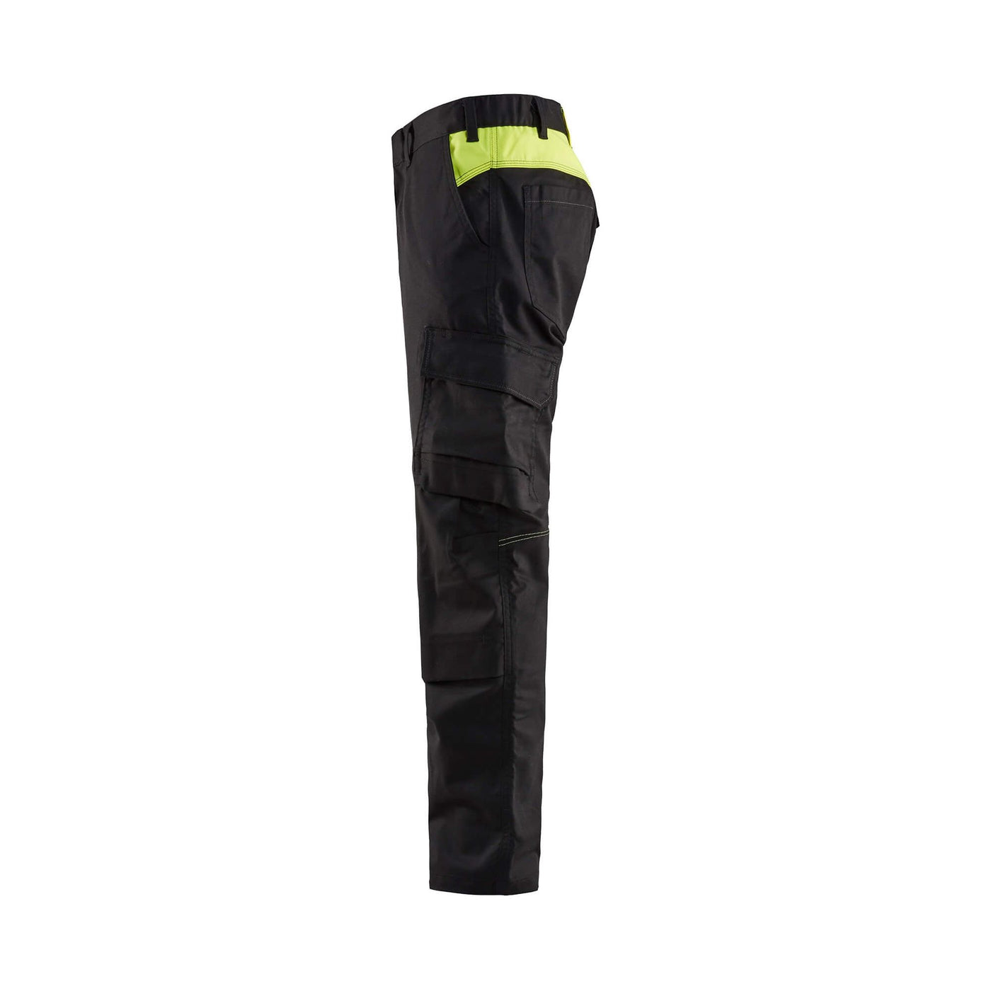 Blaklader 14481832 Trousers Knee-Pad Stretch Black/Hi-Vis Yellow Left #colour_black-hi-vis-yellow