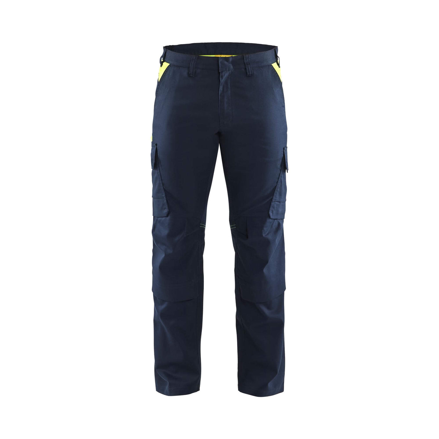 Blaklader 14481832 Trousers Knee-Pad Stretch Dark Navy Blue/Hi-Vis Yellow Main #colour_dark-navy-blue-hi-vis-yellow