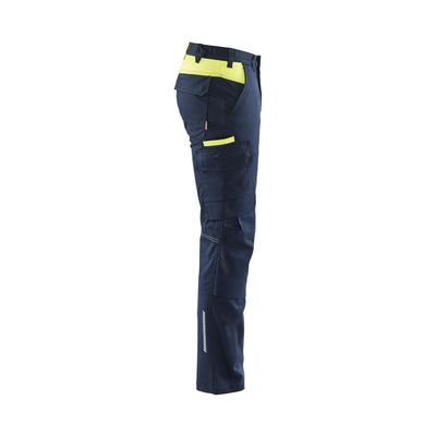 Blaklader 14481832 Trousers Knee-Pad Stretch Dark Navy Blue/Hi-Vis Yellow Right #colour_dark-navy-blue-hi-vis-yellow