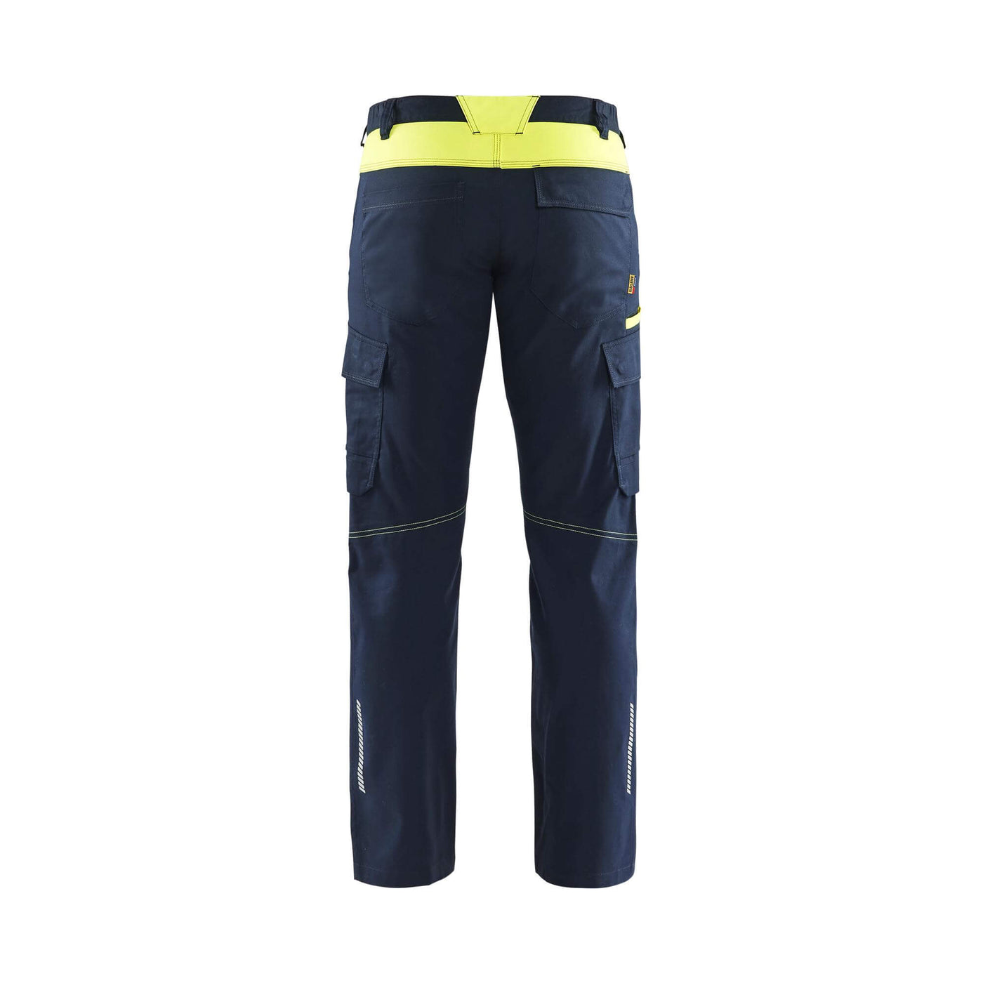 Blaklader 14481832 Trousers Knee-Pad Stretch Dark Navy Blue/Hi-Vis Yellow Rear #colour_dark-navy-blue-hi-vis-yellow