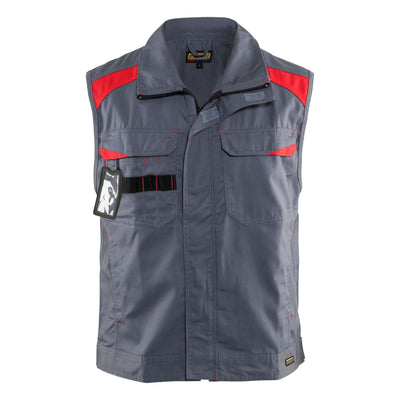 Blaklader 31641800 Waistcoat Hidden zip Grey/Red Main #colour_grey-red