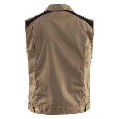 Blaklader 31641800 Waistcoat Hidden zip Khaki/Black Rear #colour_khaki-black
