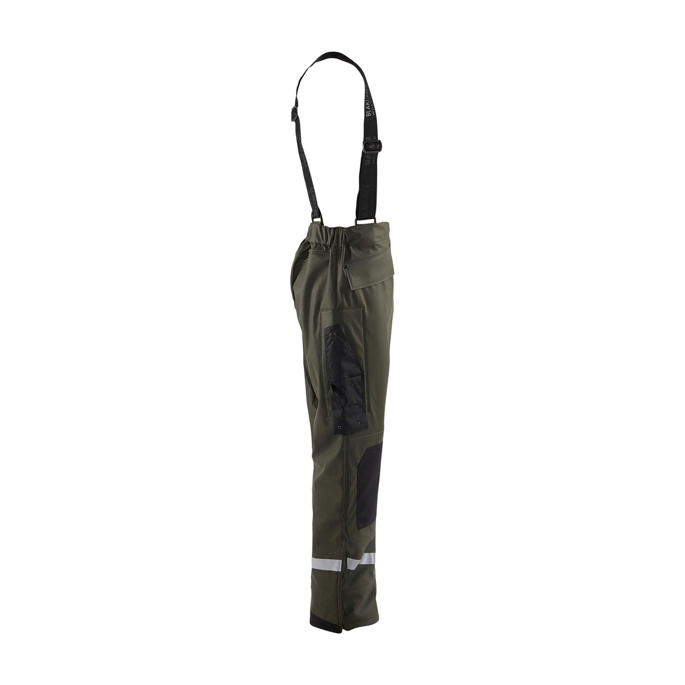 Blaklader 13052003 Waterproof Rain Trousers Army Green Right #colour_army-green