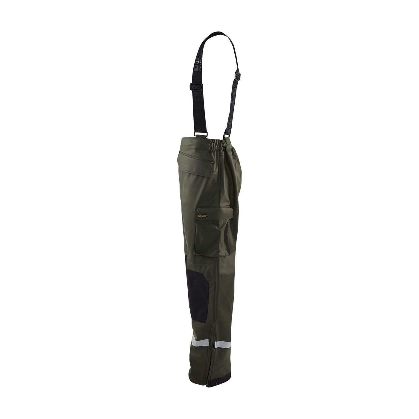 Blaklader 13052003 Waterproof Rain Trousers Army Green Left #colour_army-green