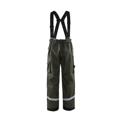 Blaklader 13052003 Waterproof Rain Trousers Army Green Rear #colour_army-green