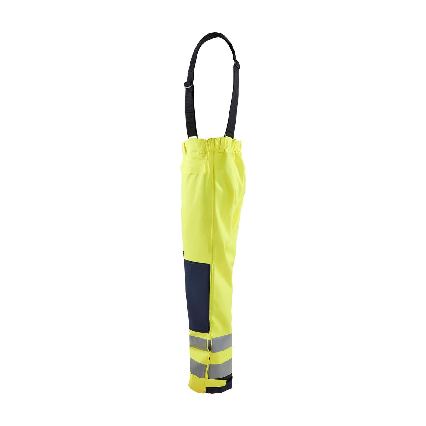 Blaklader 13132022 Waterproof Trousers Flame-Retardant Yellow/Navy Blue Left #colour_yellow-navy-blue