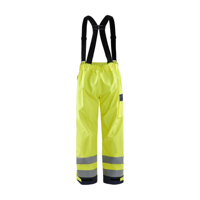 Blaklader 13132022 Waterproof Trousers Flame-Retardant Yellow/Navy Blue Rear #colour_yellow-navy-blue