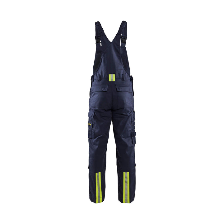 Blaklader 26011501 Welding Bib Trousers Navy Blue/Hi-Vis Yellow Rear #colour_navy-blue-hi-vis-yellow