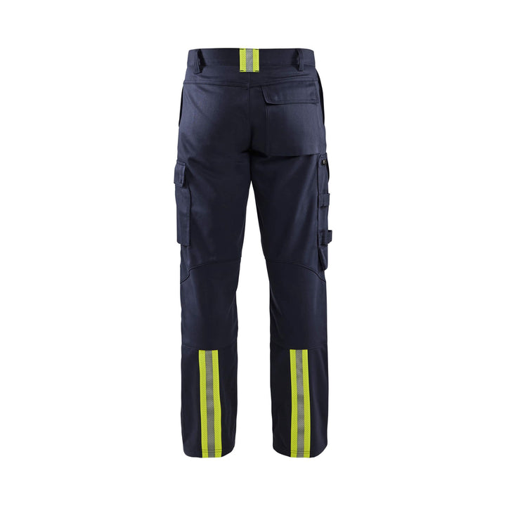 Blaklader 17011501 Welding Trousers Blue Yellow Navy Blue/Hi-Vis Yellow Rear #colour_navy-blue-yellow