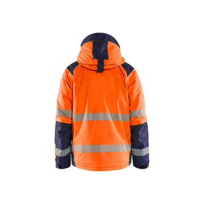 Blaklader 44551987 Winter Jacket Hi-Vis Orange/Navy Blue Rear #colour_orange-navy-blue