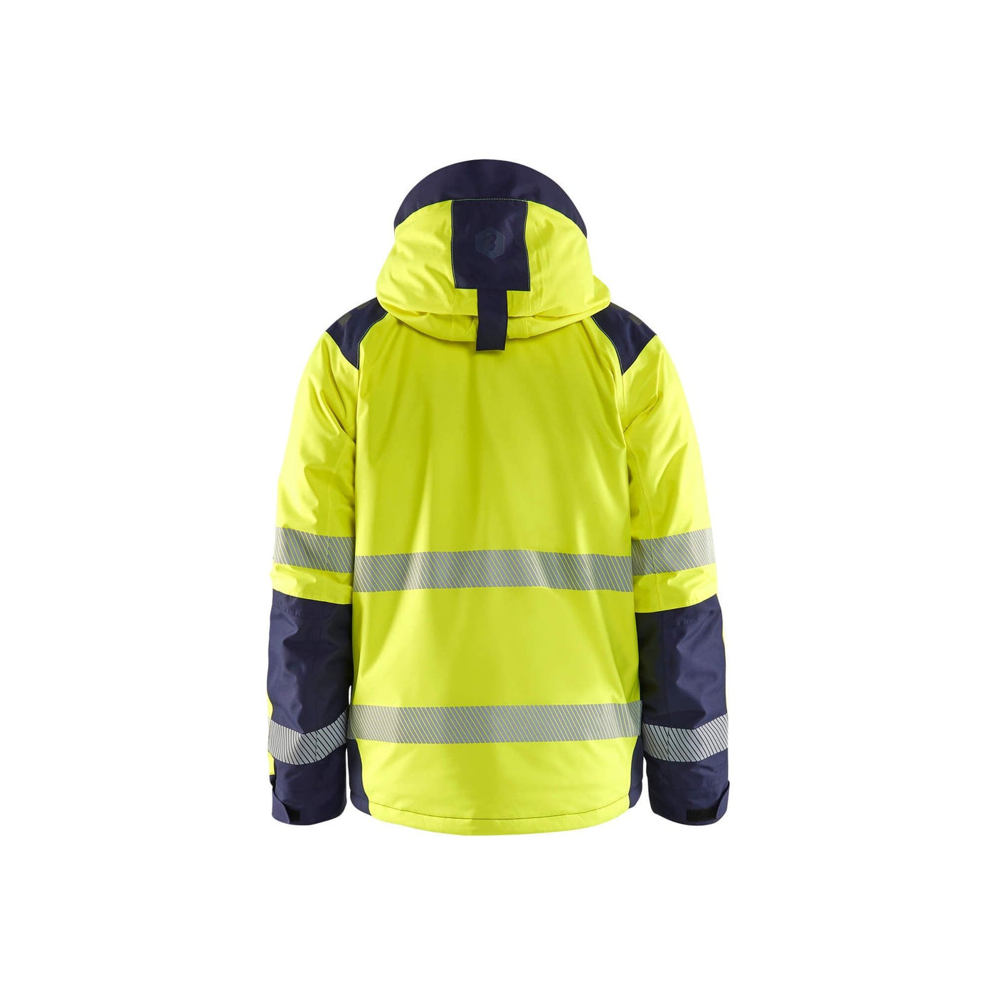 Blaklader 44551987 Winter Jacket Hi-Vis Yellow/Navy Blue Rear #colour_yellow-navy-blue