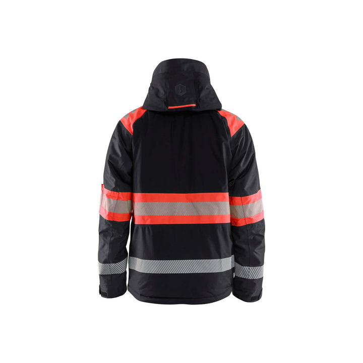 Blaklader 44801977 Winter Jacket Hi-Vis Black/Red Rear #colour_black-red