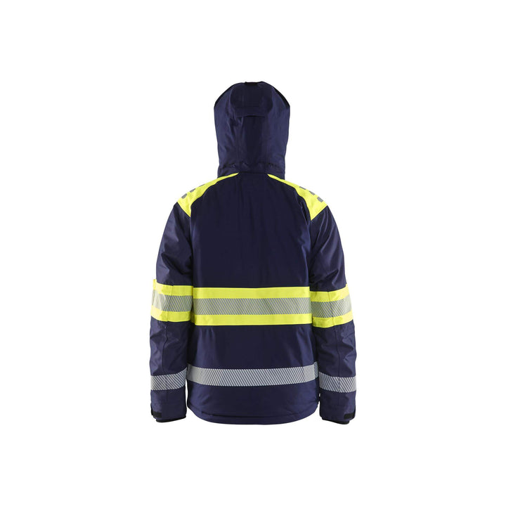 Blaklader 44801977 Winter Jacket Hi-Vis Navy Blue/Hi-Vis Yellow Rear2 #colour_navy-blue-hi-vis-yellow