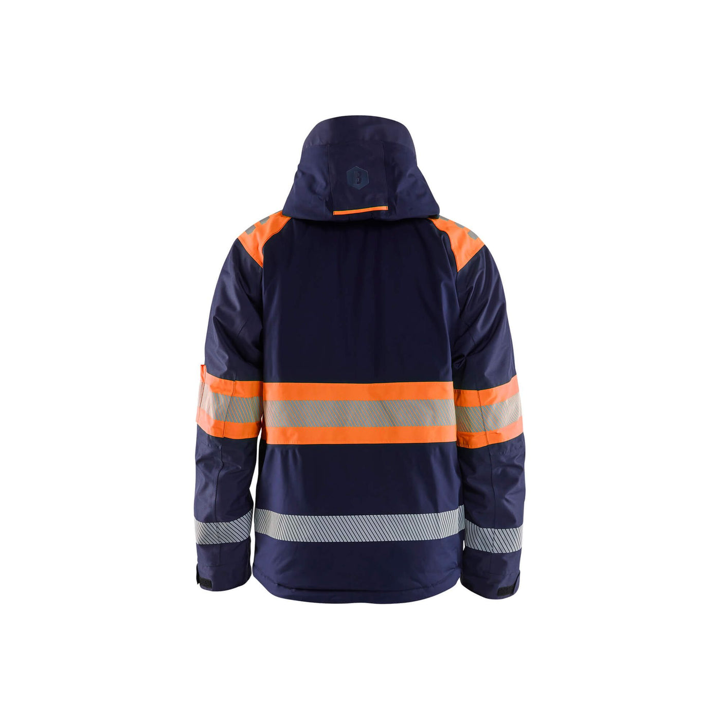 Blaklader 44801977 Winter Jacket Hi-Vis Navy Blue/Orange Rear #colour_navy-blue-orange