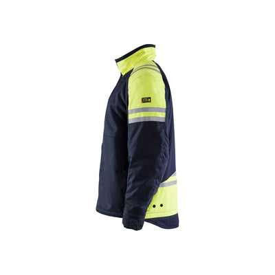 Blaklader 45151519 Winter Jacket Inherent Steel Navy Blue/Hi-Vis Yellow Left #colour_navy-blue-hi-vis-yellow