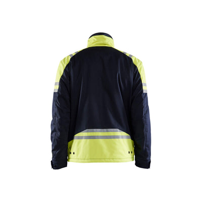 Blaklader 45151519 Winter Jacket Inherent Steel Navy Blue/Hi-Vis Yellow Rear #colour_navy-blue-hi-vis-yellow