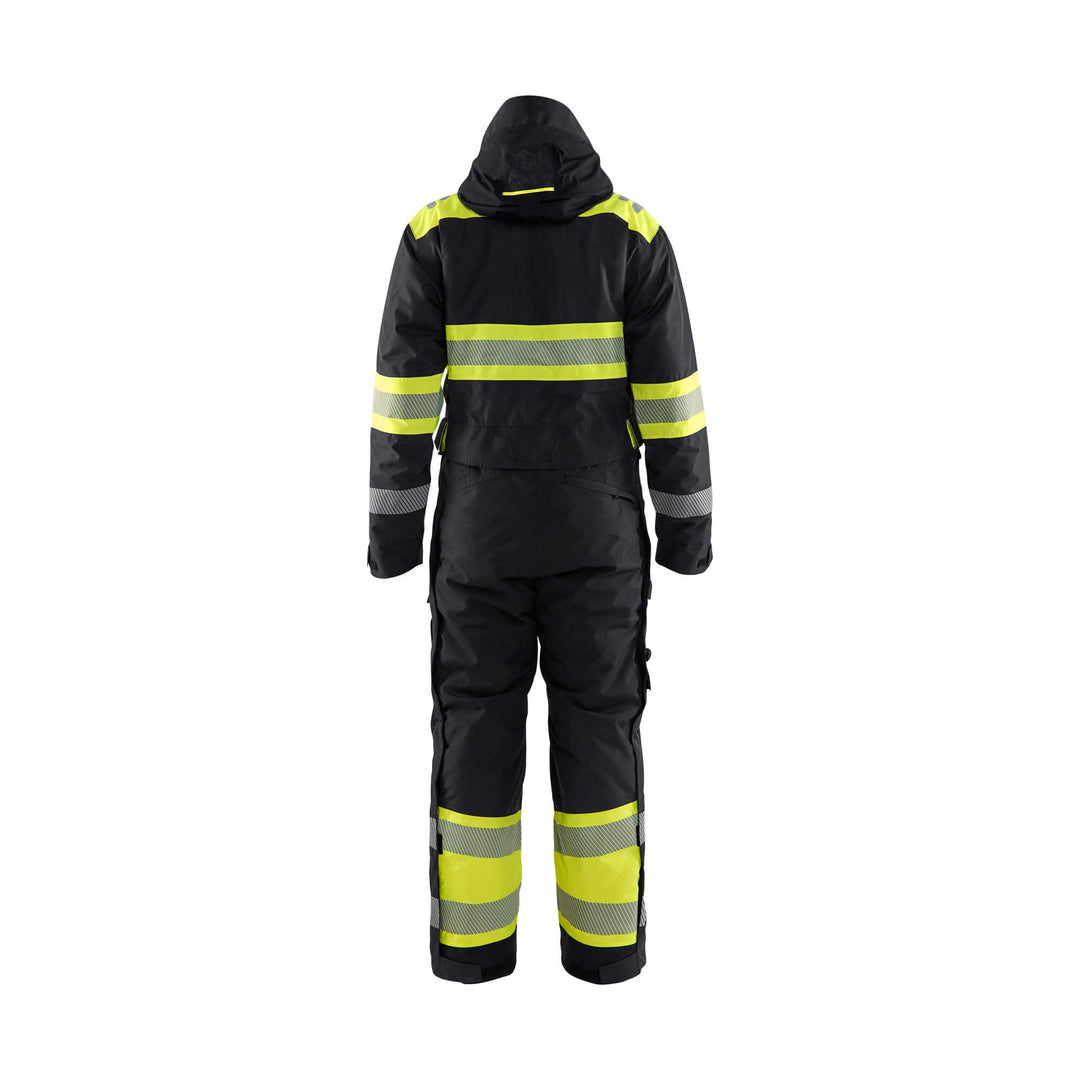 Blaklader 67201977 Winter Overall Hi-Vis Black/Hi-Vis Yellow Rear #colour_black-hi-vis-yellow