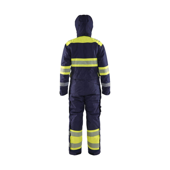 Blaklader 67201977 Winter Overall Hi-Vis Navy Blue/Hi-Vis Yellow Rear2 #colour_navy-blue-hi-vis-yellow