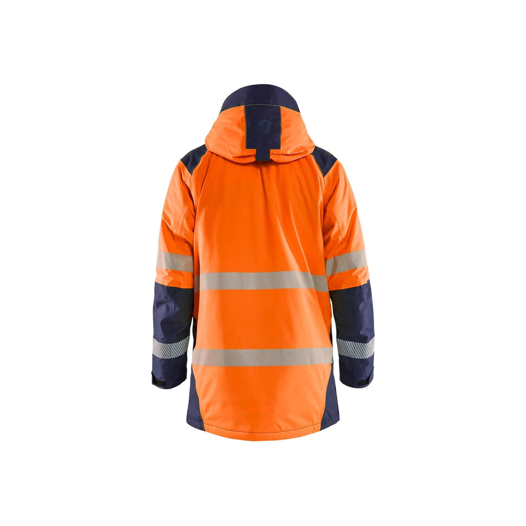 Blaklader 44571987 Winter Parka Hi-Vis Orange/Navy Blue Rear #colour_orange-navy-blue