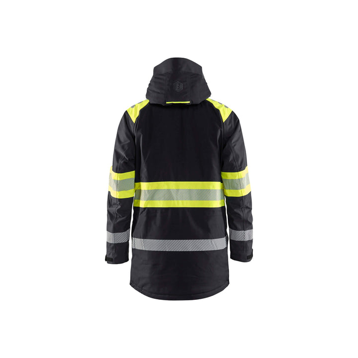 Blaklader 44851977 Winter Parka Hi-Vis Black/Hi-Vis Yellow Rear #colour_black-hi-vis-yellow