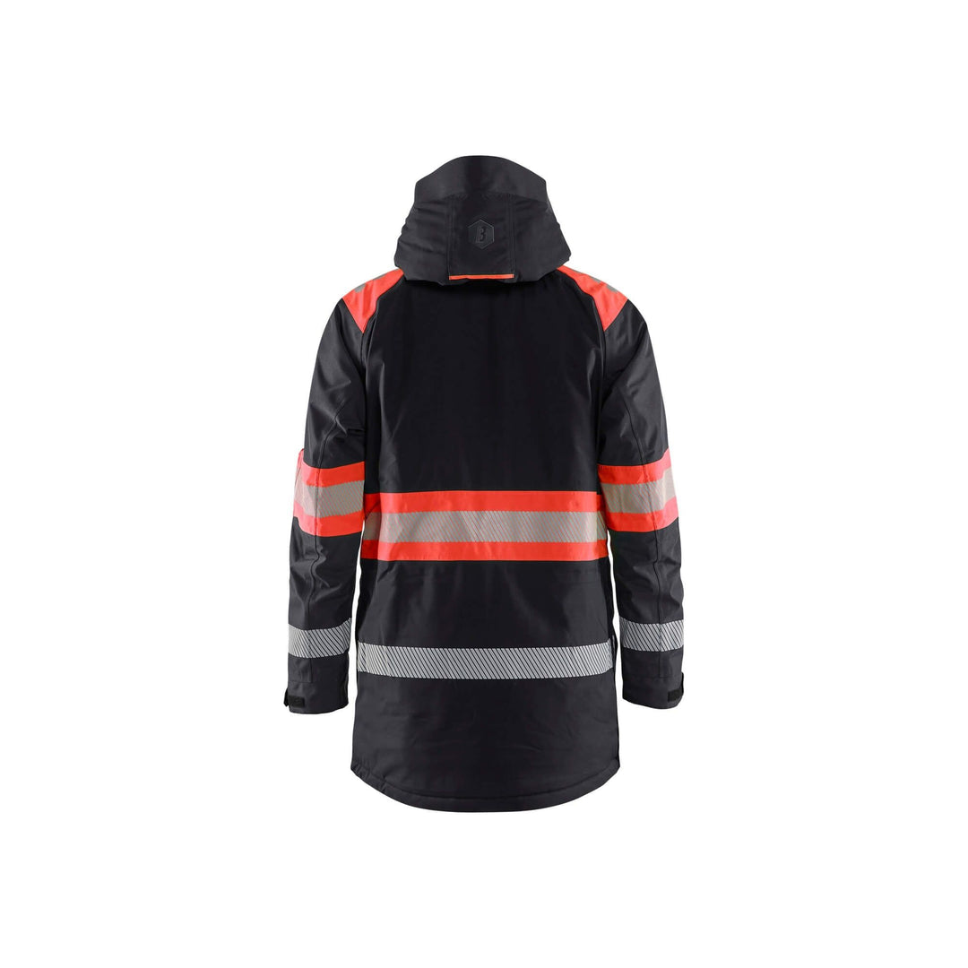 Blaklader 44851977 Winter Parka Hi-Vis Black/Red Rear #colour_black-red