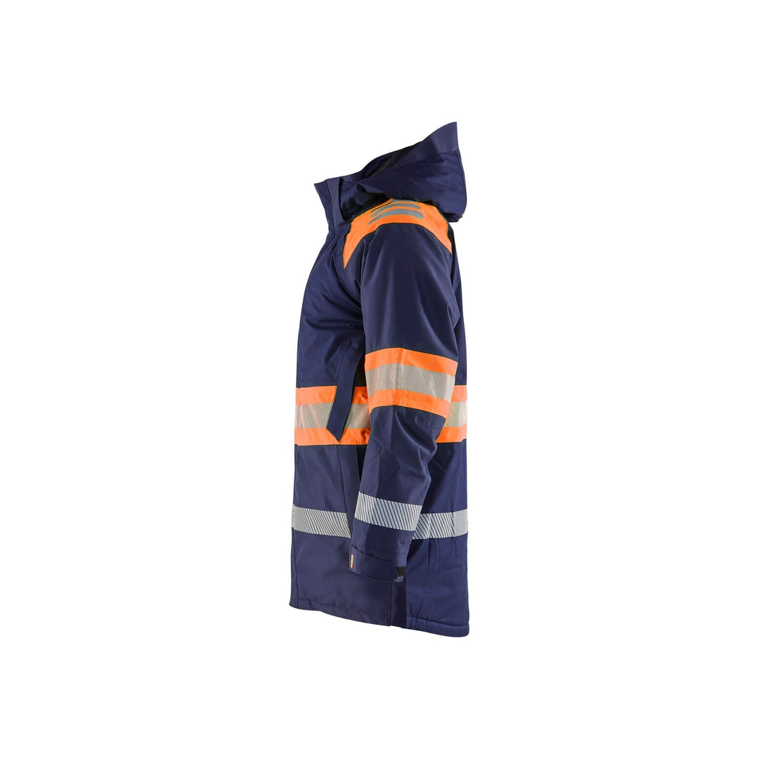 Blaklader 44851977 Winter Parka Hi-Vis Navy Blue/Orange Left #colour_navy-blue-orange