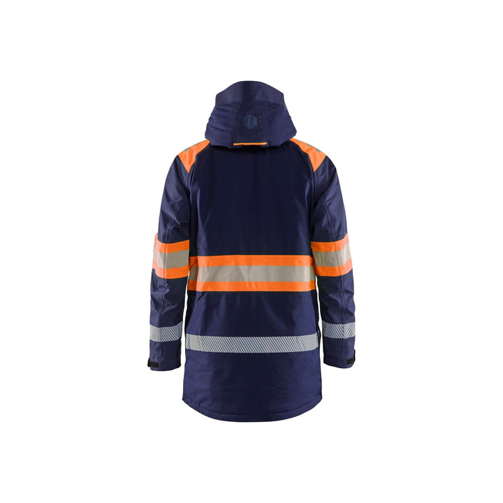 Blaklader 44851977 Winter Parka Hi-Vis Navy Blue/Orange Rear #colour_navy-blue-orange