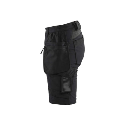 Blaklader 71831645 Womens Craftsman Shorts 4-Way Stretch Black/Dark Grey Left #colour_black-dark-grey
