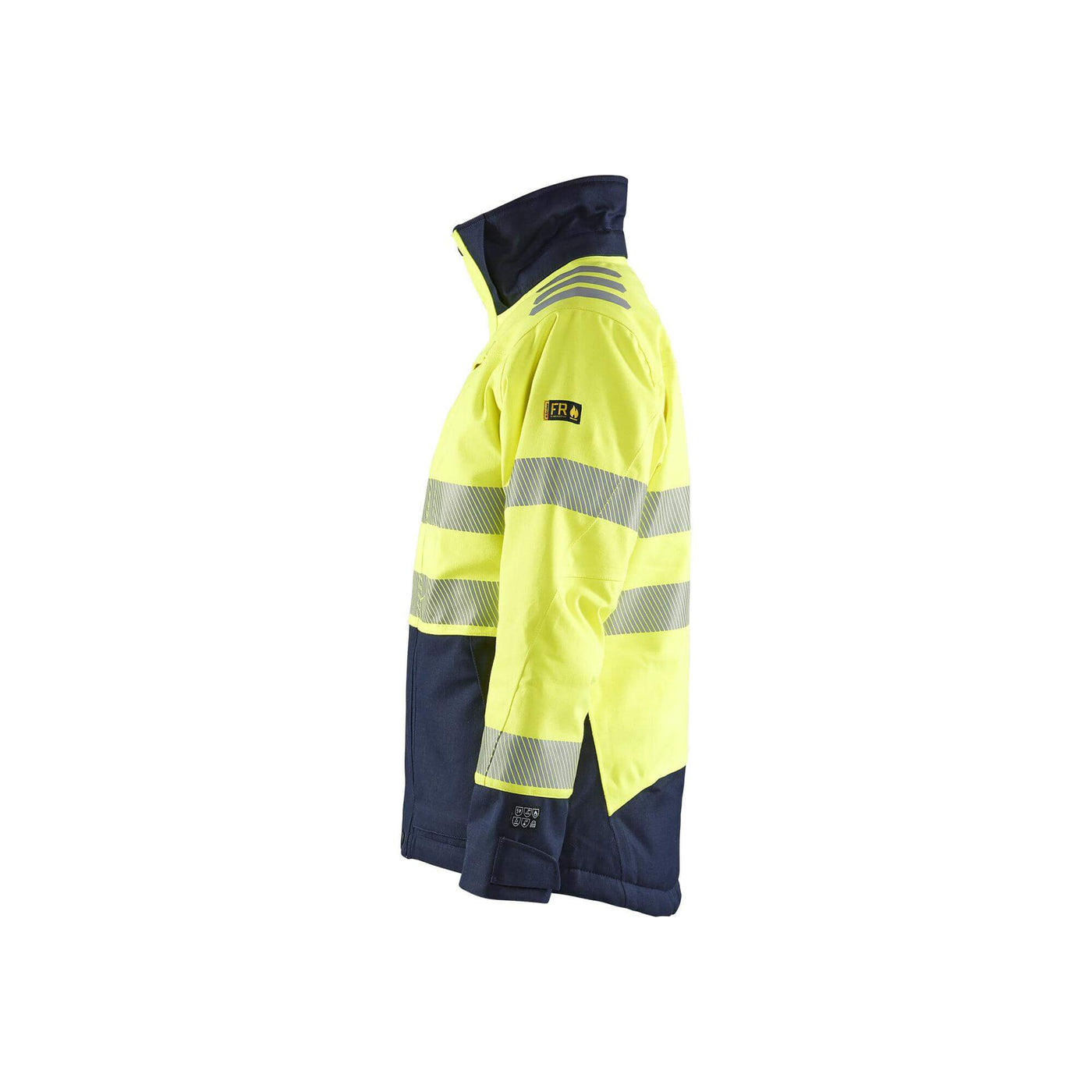 Blaklader 49171534 Womens Flame Retardant Winter Jacket Multinorm Yellow/Navy Blue Left #colour_yellow-navy-blue