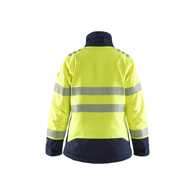 Blaklader 49171534 Womens Flame Retardant Winter Jacket Multinorm Yellow/Navy Blue Rear #colour_yellow-navy-blue
