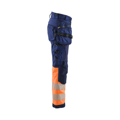 Blaklader 71142513 Womens Hi-Vis Softshell Trousers Navy Blue/Orange Right #colour_navy-blue-orange