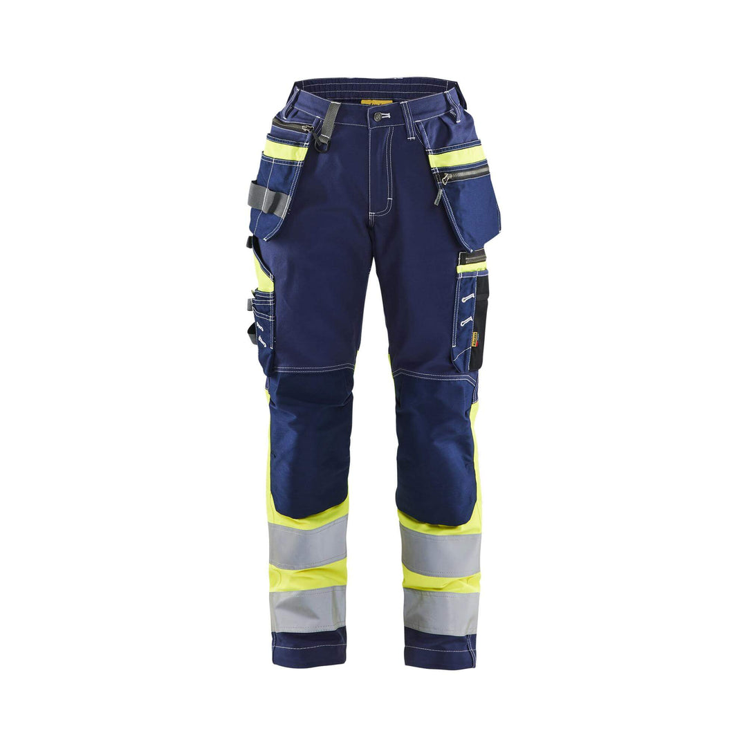 Blaklader 71961370 Womens Hi-Vis Stretch Trousers Navy Blue/Hi-Vis Yellow Main #colour_navy-blue-hi-vis-yellow