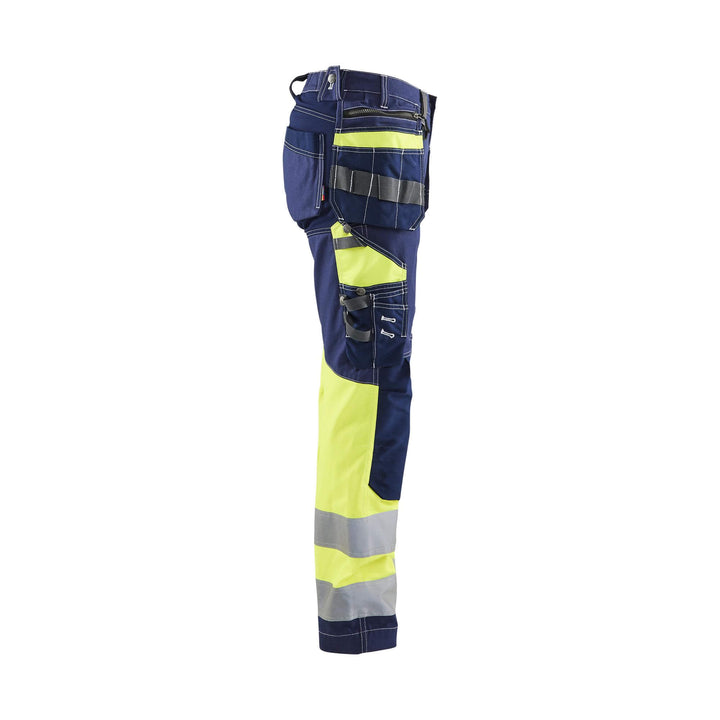 Blaklader 71961370 Womens Hi-Vis Stretch Trousers Navy Blue/Hi-Vis Yellow Right #colour_navy-blue-hi-vis-yellow