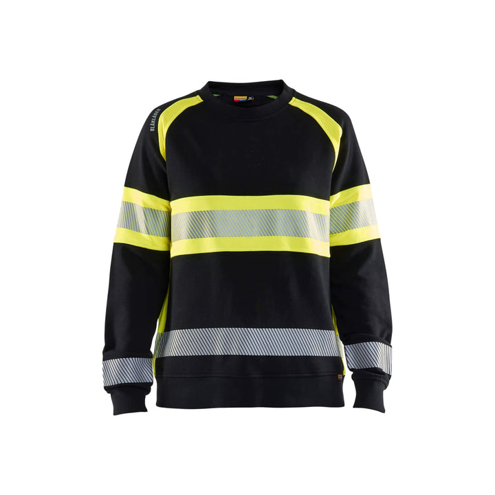 Blaklader 34091158 Womens Hi-Vis Sweatshirt Black/Hi-Vis Yellow Main #colour_black-hi-vis-yellow