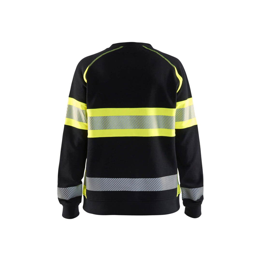 Blaklader 34091158 Womens Hi-Vis Sweatshirt Black/Hi-Vis Yellow Rear #colour_black-hi-vis-yellow