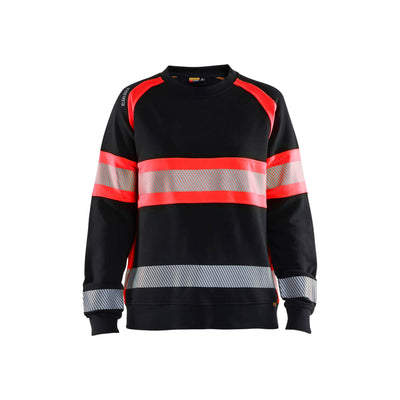 Blaklader 34091158 Womens Hi-Vis Sweatshirt Black/Red Main #colour_black-red