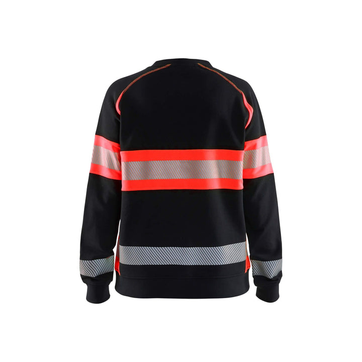 Blaklader 34091158 Womens Hi-Vis Sweatshirt Black/Red Rear #colour_black-red