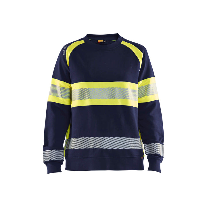 Blaklader 34091158 Womens Hi-Vis Sweatshirt Navy Blue/Hi-Vis Yellow Main #colour_navy-blue-hi-vis-yellow