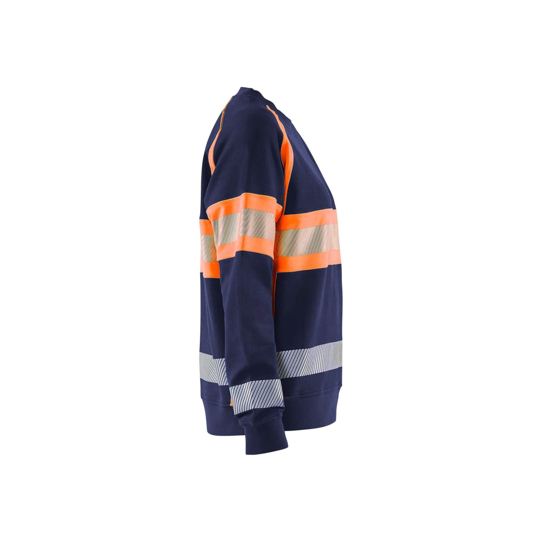 Blaklader 34091158 Womens Hi-Vis Sweatshirt Navy Blue/Orange Right #colour_navy-blue-orange