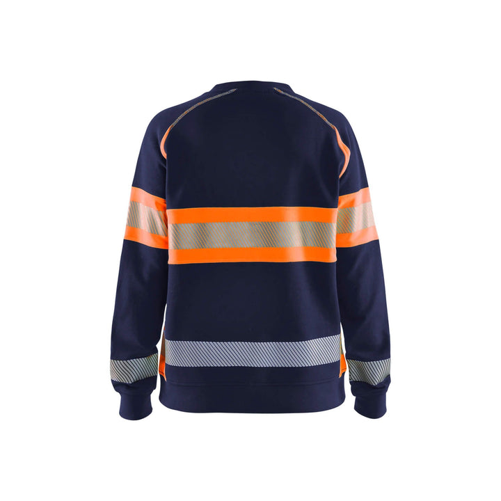 Blaklader 34091158 Womens Hi-Vis Sweatshirt Navy Blue/Orange Rear #colour_navy-blue-orange