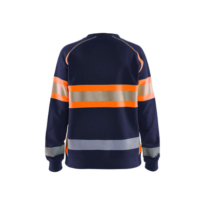 Blaklader 34091158 Womens Hi-Vis Sweatshirt Navy Blue/Orange Rear #colour_navy-blue-orange