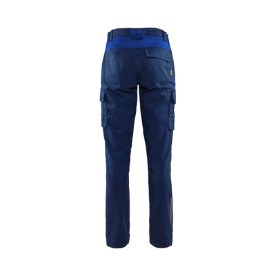 Blaklader 71441832 Womens Industry Trousers Stretch Navy Blue/Cornflower Blue Rear #colour_navy-blue-cornflower-blue