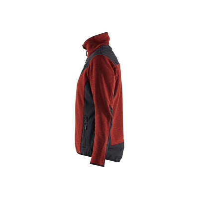 Blaklader 59432536 Womens Knitted Jacket With Softshell Burned Red/Black Left #colour_burned-red-black